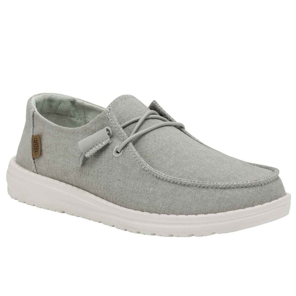 Hey Dude Women's Light Grey Canvas Slip-On with White Sole